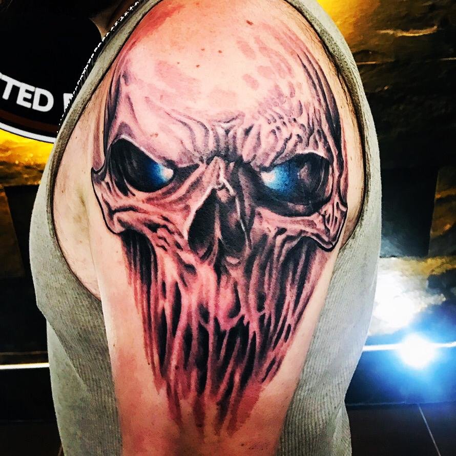 Demon Skull Arm Tattoo Design At Inked In Asia Tattoo Studio Patong Phuket Thailand.jpeg
