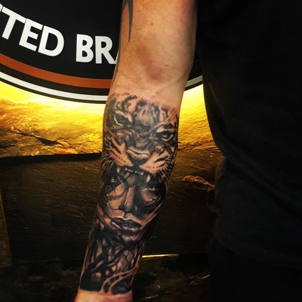 Tiger Tattoo With Girls Face At Inked In Asia Tattoo Studio Patong Phuket Thailand.jpeg