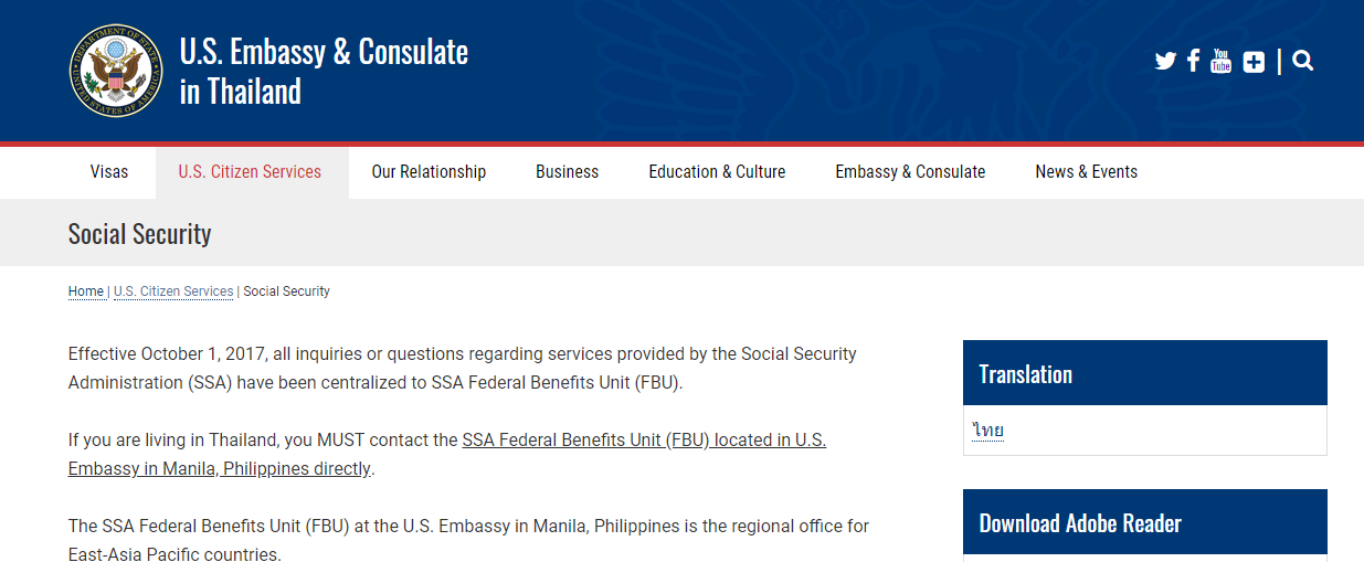 Using Thai Address with US Social Security - Page 2 - Home Country ...