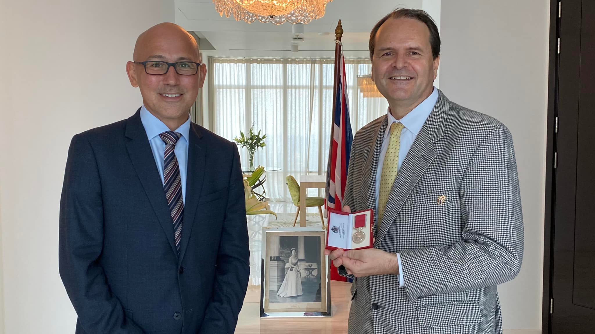 Richard Barrow receives the British Empire Medal BEM Thailand