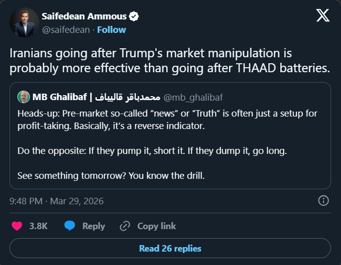 Iranian Speaker mocks Trump With trading advice