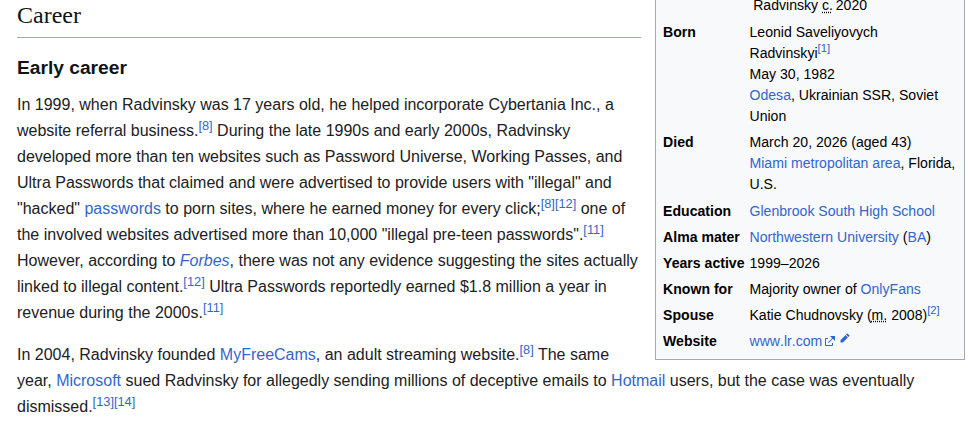 Will Pornographer Radvinsky be Missed?: What a legacy…!