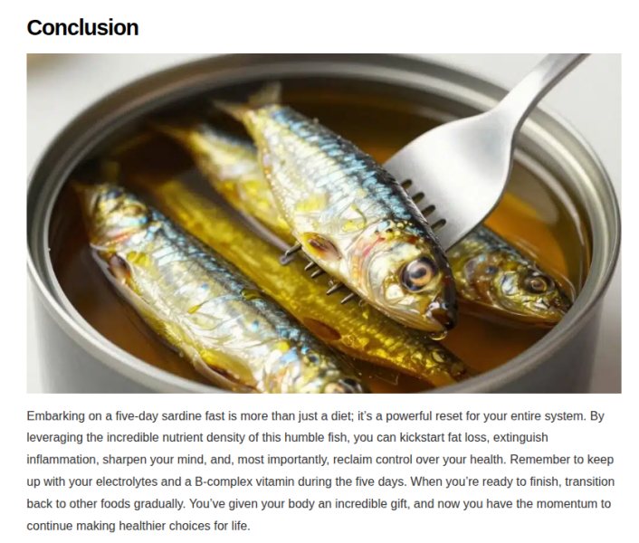 Eating sardines for 5 days test