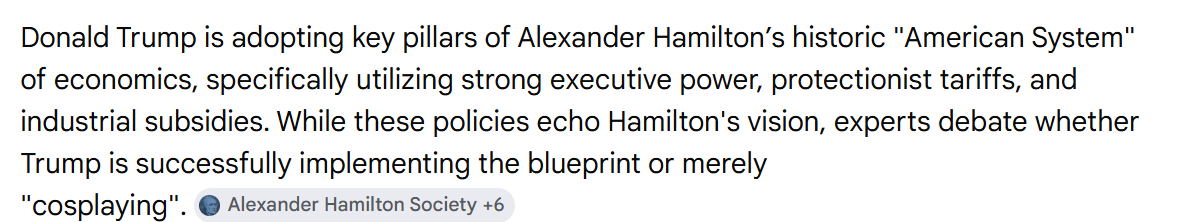 Trump Copying Alexander Hamilton Economic Model