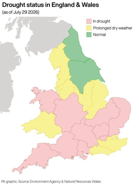 Half of England hit by 'flash drought' as heatwave tightens grip