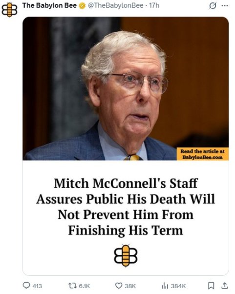 Mitch McConnel, Is It Hot Where You Are?