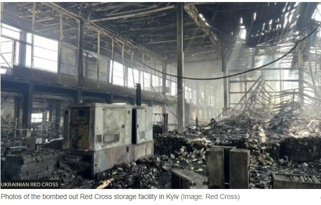 Russia Bombs Kyiv Humanitarian Warehouse:  Reduced To Rubble