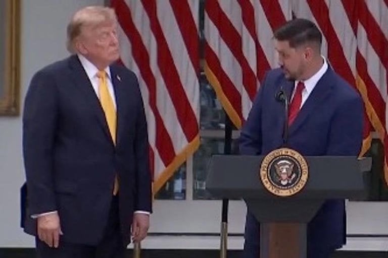 Donald Trump 'falls asleep' standing up after delivering address