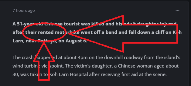 Chinese father dies in Koh Larn motorbike cliff fall