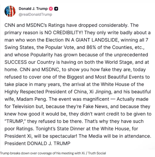 WH Bans Media From Xi Dinner, Then trump Fumes At Lack Of Coverage