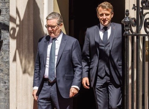 Burnham turns tough on migrants as Macron arrives at No 10